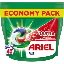 Ariel Pods+ Vloeibaar Wasmiddelcapsules + Ultra Vlekverwijderaar - 3 X 40 Wasbeurten - 120 Wasbeurten Hot