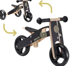 BikeStar Mini Loopfiets 2 In 1, Hout, Zwart^ Peuterspeelgoed