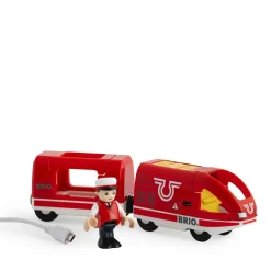 Brio Houten Oplaadbare Rode Passagierstrein Met Usb Kabel - 33746^ Houten Speelgoed