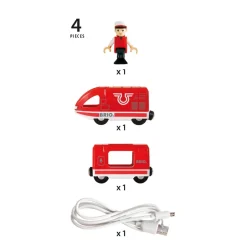 Brio Houten Oplaadbare Rode Passagierstrein Met Usb Kabel - 33746^ Houten Speelgoed
