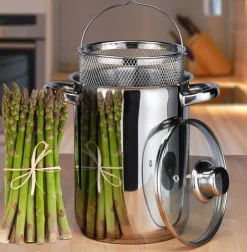 CasaLupo Aspergepan Met Glazen Deksel - Rvs - O 16 Cm / 4.0 Liter