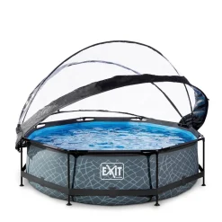 EXIT Frame Pool O300X76Cm Grijs Met Overkapping^ Zwembaden