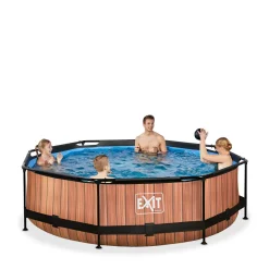 EXIT Frame Pool O300X76Cm (12V Cartridge Filter) – Houtbruin^ Zwembaden
