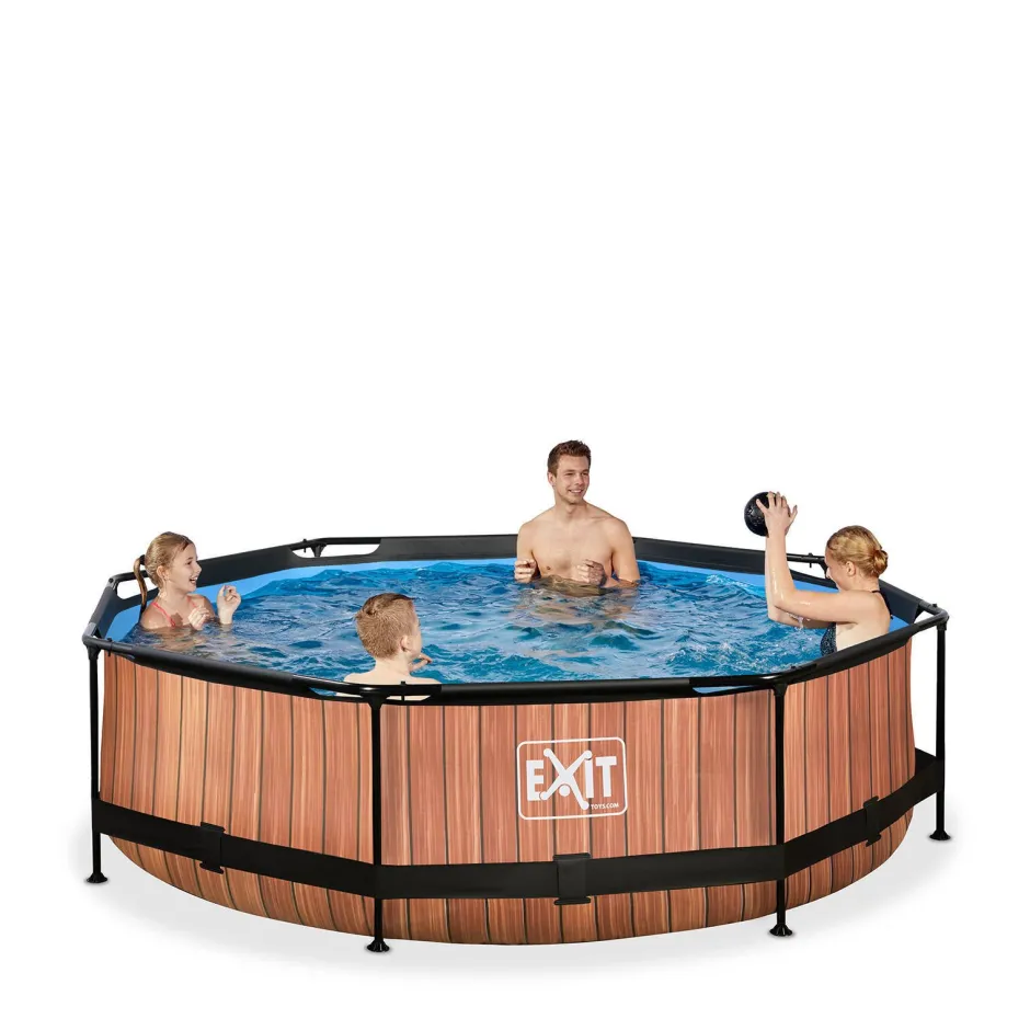 EXIT Frame Pool O300X76Cm (12V Cartridge Filter) – Houtbruin^ Zwembaden