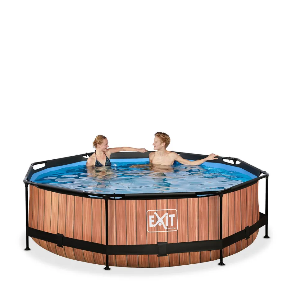 EXIT Frame Pool O300X76Cm (12V Cartridge Filter) – Houtbruin^ Zwembaden
