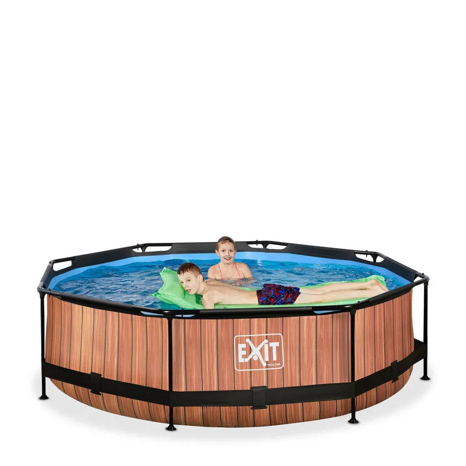 EXIT Frame Pool O300X76Cm (12V Cartridge Filter) – Houtbruin^ Zwembaden