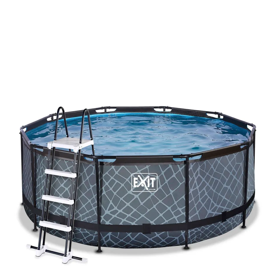 EXIT Stone Zwembad O360X122Cm Met Filterpomp Grijs^ Zwembaden