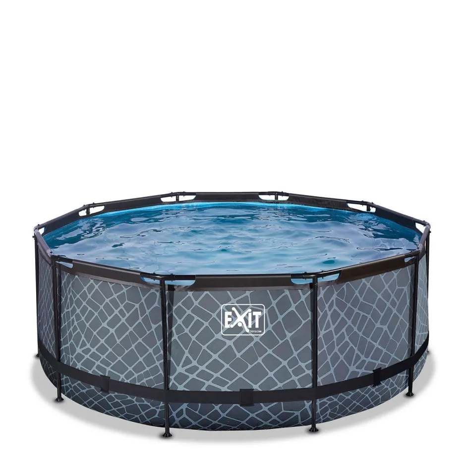 EXIT Stone Zwembad O360X122Cm Met Filterpomp Grijs^ Zwembaden