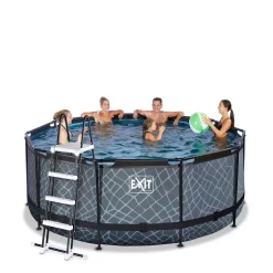 EXIT Stone Zwembad O360X122Cm Met Filterpomp Grijs^ Zwembaden