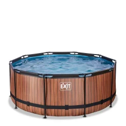 EXIT Wood Zwembad O360X122Cm Met Filterpomp Bruin^ Zwembaden