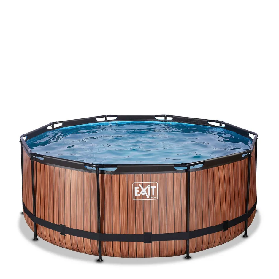 EXIT Wood Zwembad O360X122Cm Met Filterpomp Bruin^ Zwembaden