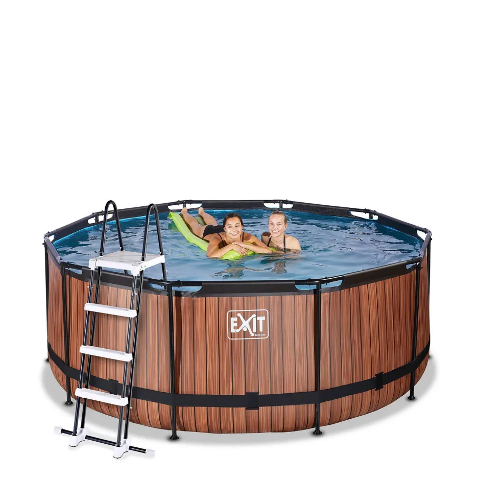 EXIT Wood Zwembad O360X122Cm Met Filterpomp Bruin^ Zwembaden