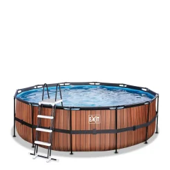 EXIT Wood Zwembad O450X122Cm Met Filterpomp Bruin^ Zwembaden