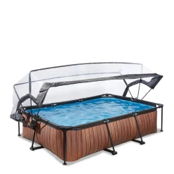 EXIT Wood Zwembad 300X200X65Cm Met Overkapping En Filterpomp Bruin^ Zwembaden
