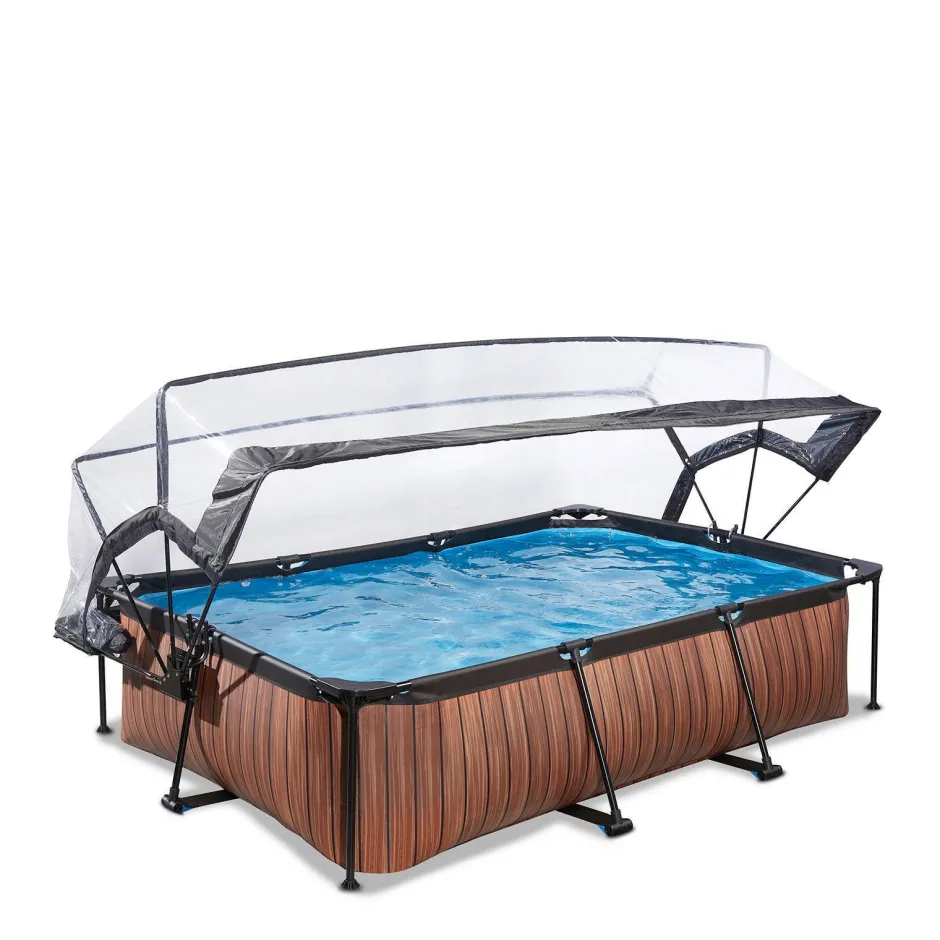 EXIT Wood Zwembad 300X200X65Cm Met Overkapping En Filterpomp Bruin^ Zwembaden
