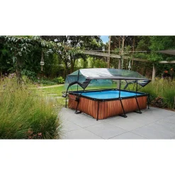 EXIT Wood Zwembad 300X200X65Cm Met Overkapping En Filterpomp Bruin^ Zwembaden