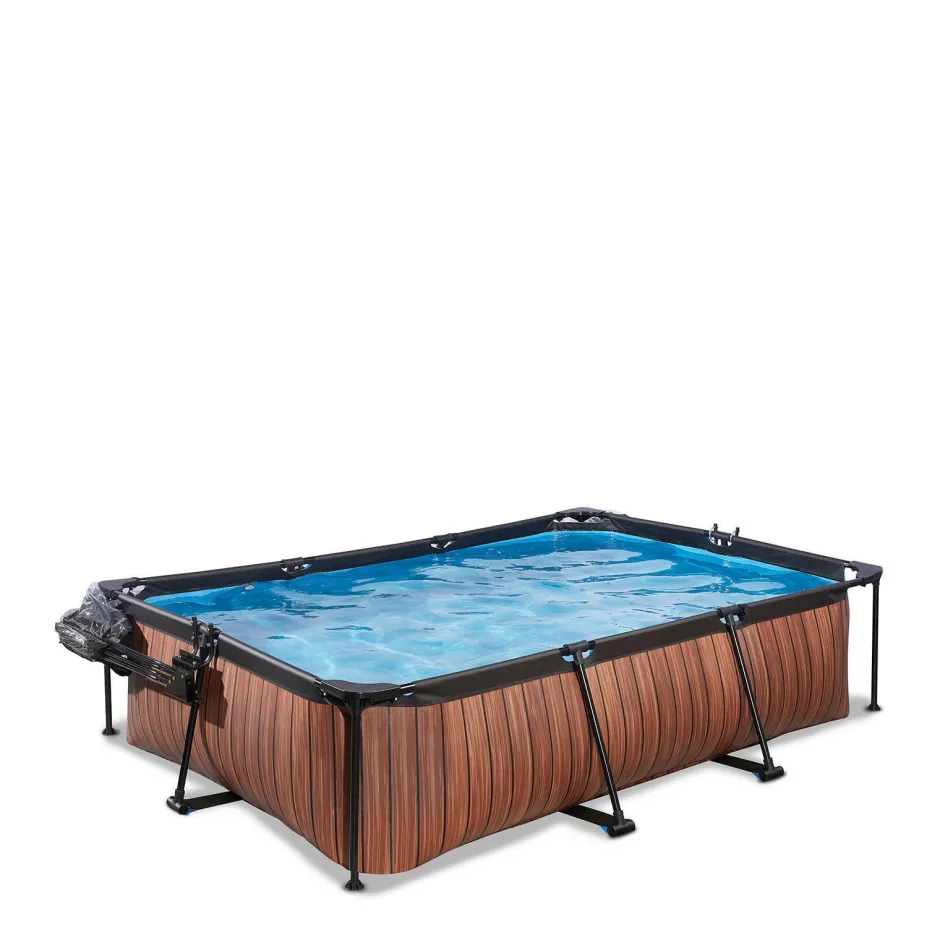 EXIT Wood Zwembad 300X200X65Cm Met Overkapping En Filterpomp Bruin^ Zwembaden