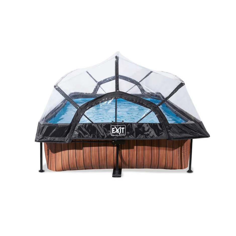 EXIT Wood Zwembad 300X200X65Cm Met Overkapping En Filterpomp Bruin^ Zwembaden