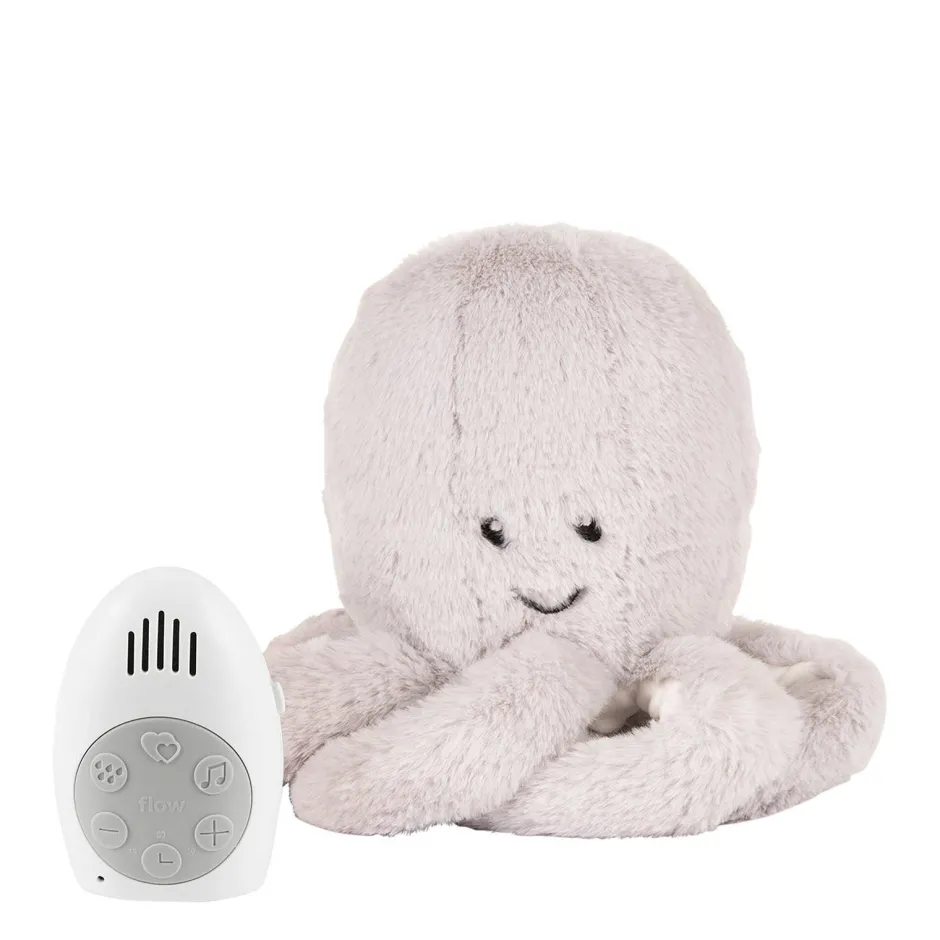 Flow Amsterdam Hartslagknuffel Olly Octopus Grijs - Knuffel 24 Cm^ Peuterspeelgoed