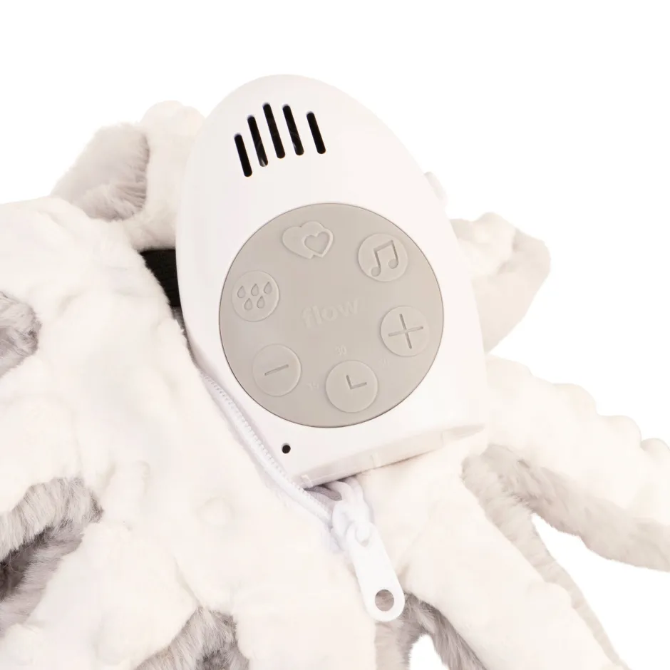 Flow Amsterdam Hartslagknuffel Olly Octopus Grijs - Knuffel 24 Cm^ Peuterspeelgoed