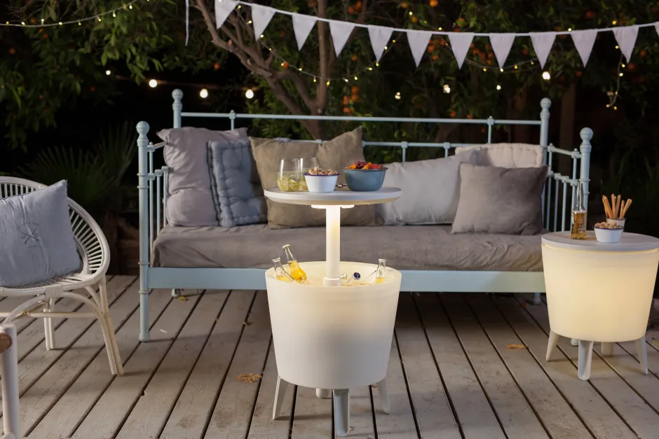 Keter Bijzettafel Illuminated Coolbar (Verlicht O50/57 Cm)^ Tuintafels