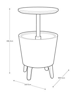 Keter Bijzettafel Illuminated Coolbar (Verlicht O50/57 Cm)^ Tuintafels