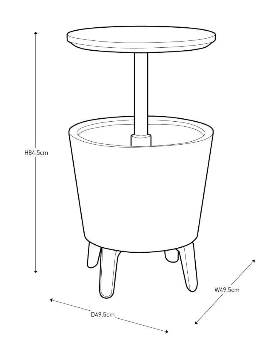 Keter Bijzettafel Illuminated Coolbar (Verlicht O50/57 Cm)^ Tuintafels