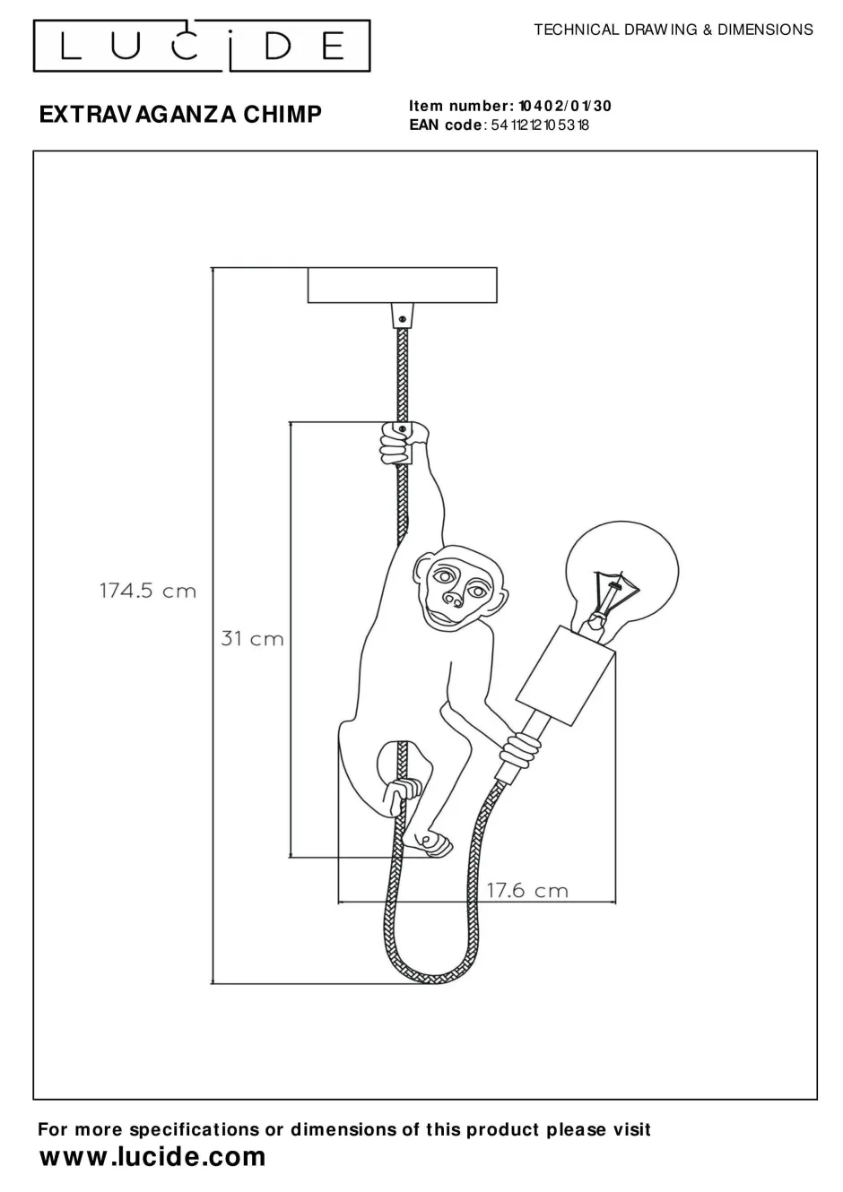 Lucide Hanglamp Extravaganza Chimp