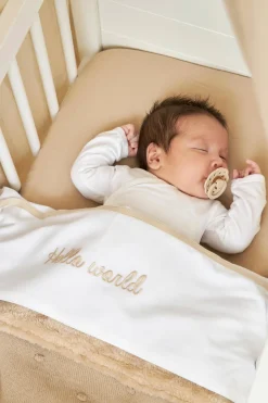 Meyco Baby Wieglaken Hello World 75X100 Cm Sand Outlet