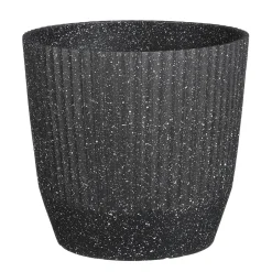 Mica Decorations Rio Bloempot Rond Zwart Terrazzo - (H28Xo31 Cm)^ Bloempotten