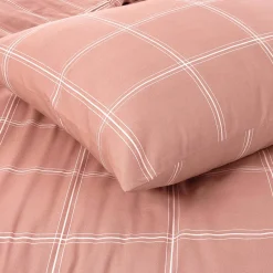 NOUS Living Katoenen Dekbedovertrek 1 Persoons Line Check (140X220 Cm) New