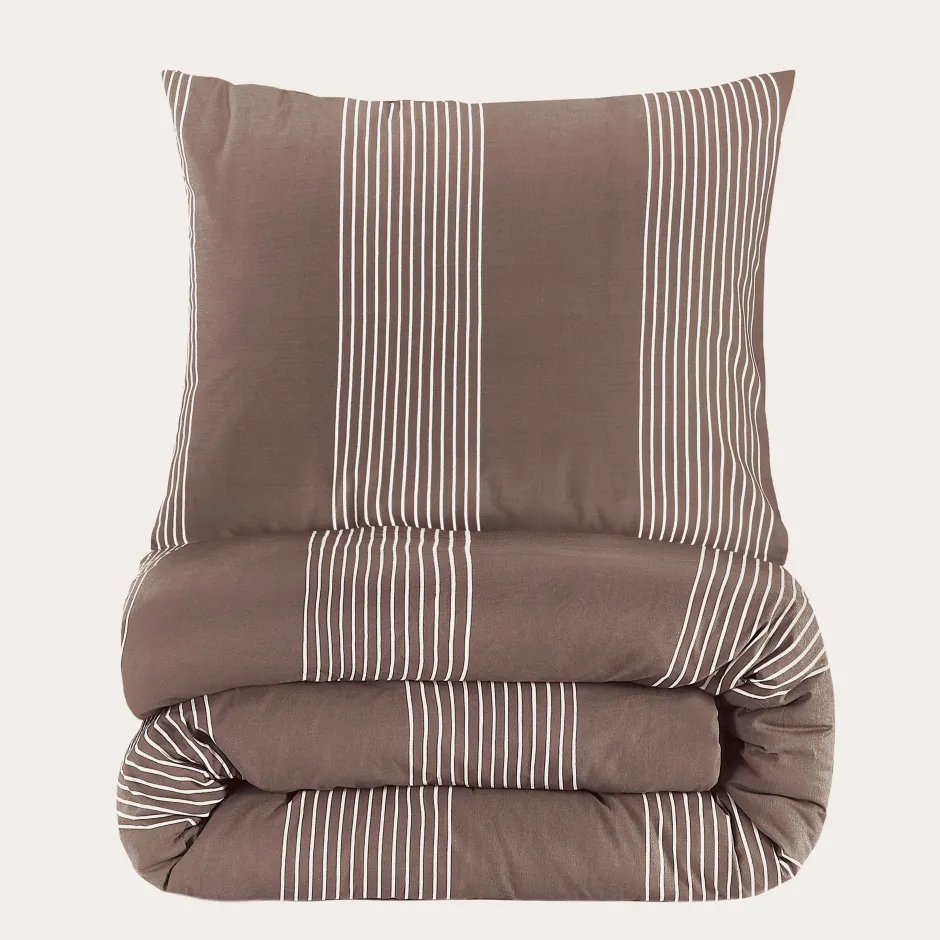 NOUS Living Katoenen Dekbedovertrek 1 Persoons Wide Stripe (140X220 Cm) Outlet