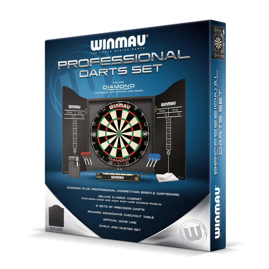 Winmau Pro Diamond Dartset - Kabinet, Dartbord En 2 Dartpijlen^ Darten