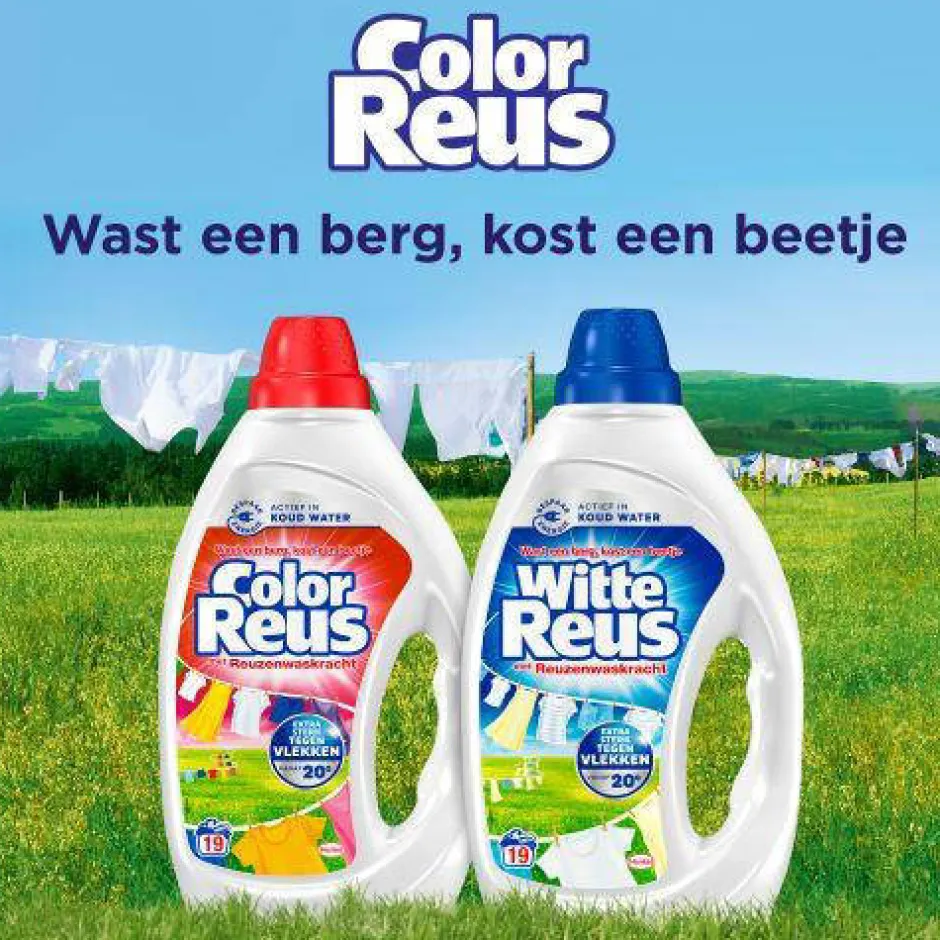 Witte Reus Color Reus Gel - Vloeibaar Wasmiddel - Gekleurde Was - Voordeelverpakking - 6 X 19 Wasbeurten - 114 Wasbeurten Sale