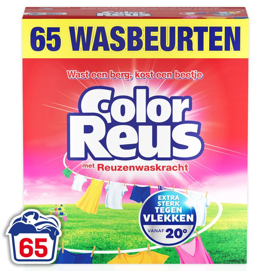Witte Reus Color Reus Poeder - Waspoeder- Gekleurde Was - Grootverpakking - 65 Wasbeurten New