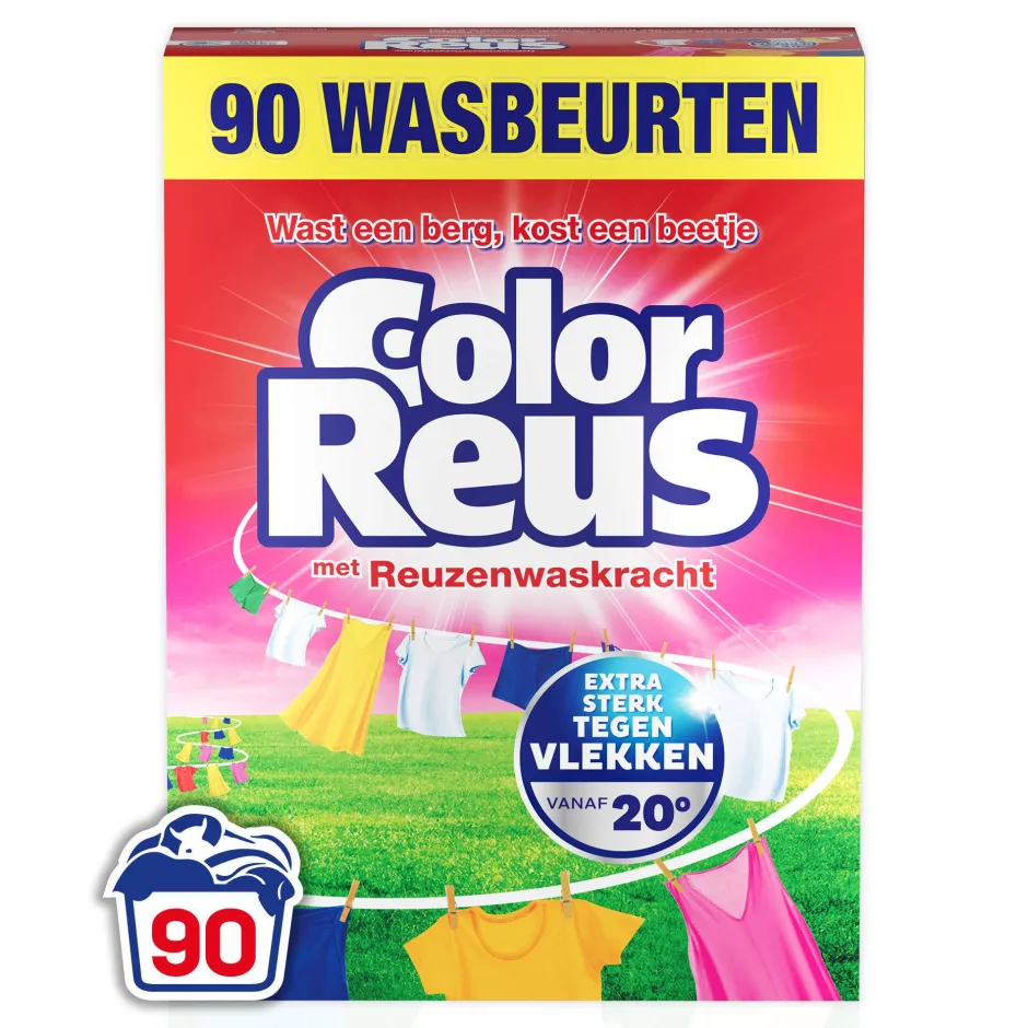 Witte Reus Color Reus Poeder - Waspoeder - Gekleurde Was - Grootverpakking - 90 Wasbeurten New
